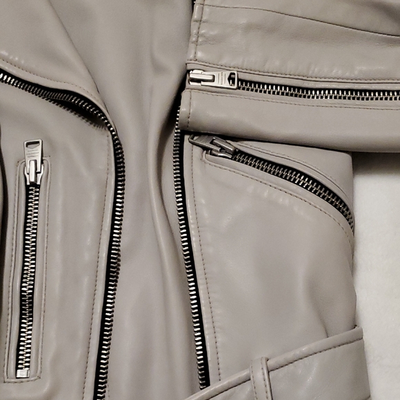 All Saints Light Gray Leather Jacket - Picture 5 of 11